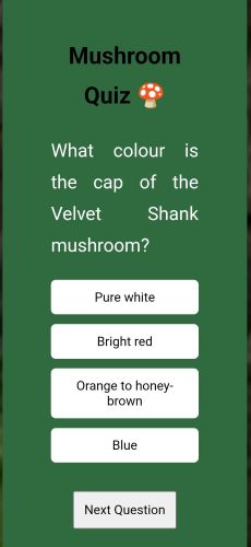 screenshot of the new quiz feature on the mushroom pages